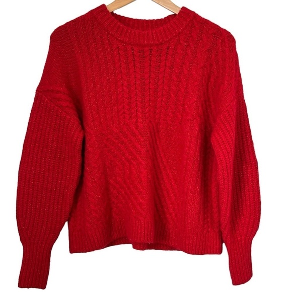 Old Navy Red Oversized Chunky Cropped Sweater Size Small - Picture 3 of 12